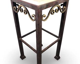 Tall Modern Square Stone Top Lamp Table