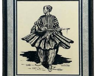 Signed Sowate Adjei Lithograph on Fabric