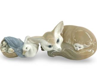 Lladro Porcelain Duck & Ducklings + Fox & Cub