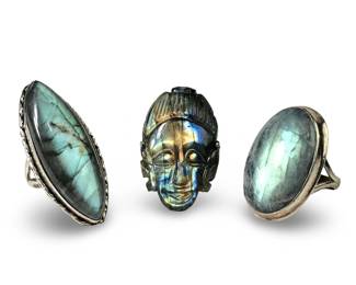 (3) Awesome Sterling Silver Labradorite Rings