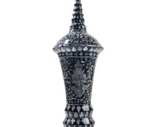 Black Laquer MOP Inlay Offering Vessel