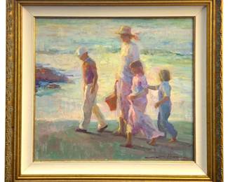 Signed Don Hatfield Beach Original Oil on Canvas
