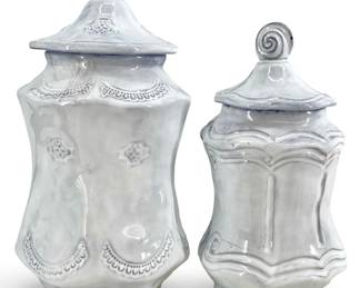 2pc Italian Vietri Glazed Ceramic Jars