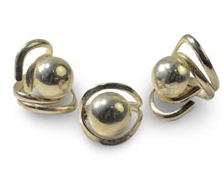 (3) Modern Mexico Silver Ball Whirlpool Rings