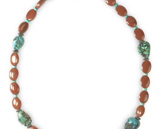 Vintage Handmade Carnelian Turquoise Necklace