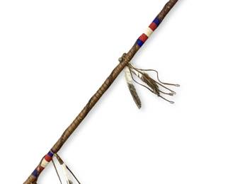 Beaded Leather Wrapped Native American Spear