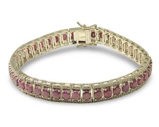 Stunning Sterling Silver 10CT Ruby Tennis Bracelet
