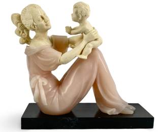 Italian Bianchi Resin Mother and Child Sculpture