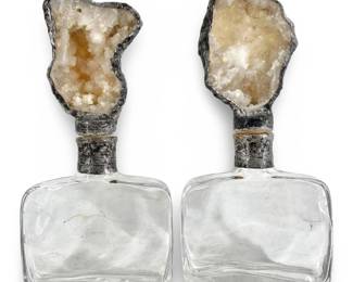 2pc Unique Geode Lidded Glass Bottles