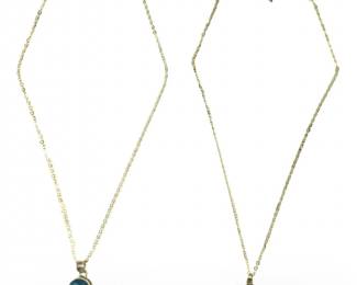 (2pc) Silver Carnelian Blue Quartz Pendant