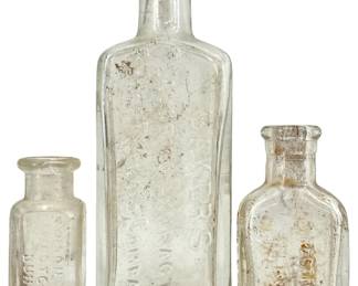 3pc Antique Glass Medicine Bottles