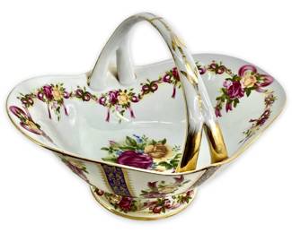 Limoges French Rose Design Porcelain Basket