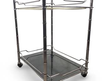 Mid-Century Hollywood Regency Silver Bar Cart