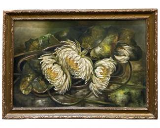 Signed May Banta Floral Oil on Panel