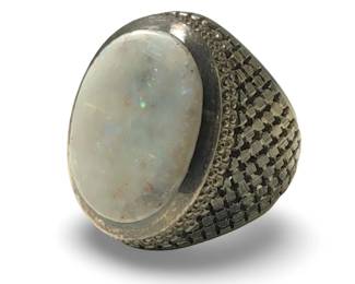 Outstanding Sterling Silver Opal Men’s Ring