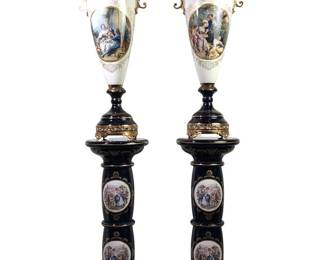 Large Signed Masoni Limoges Porcelain Estate Urns