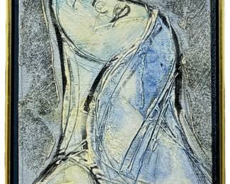 Signed Moshe Katz Abstract Textural Oil on Canvas