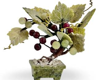 Chinese Carved Jade Potter Tree Sculpture