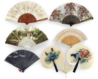 8pc Vintage Chinese Hand Fan Collection