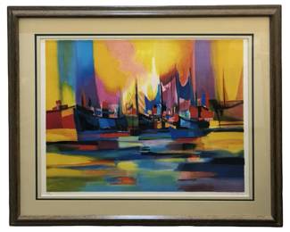 Signed Marcel Mouly Abstract Lithograph