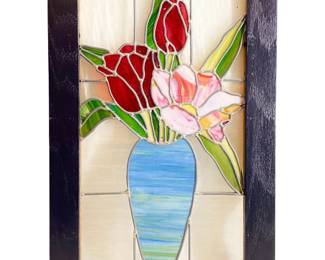 Stunning Floral Bouquet Stain Glass Panel