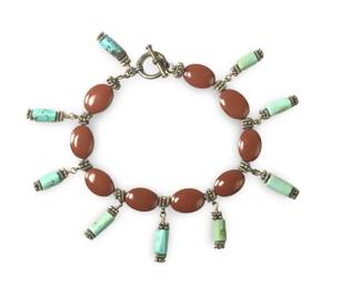 Wonderful Carnelian Turquoise Fringe Bracelet