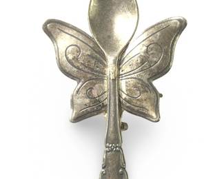 Sterling Silver Butterfly Spoon Brooch