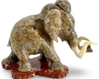 Hand Carved Marble Mammoth Sculpture