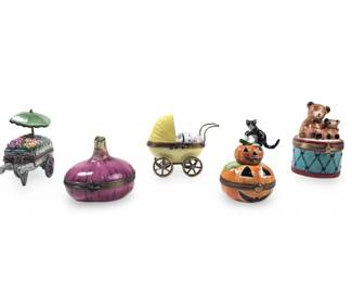 (5) Assorted Small Limoges France Trinket Boxes