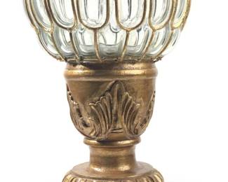 Mid Century Gilt Wood Glass Compote