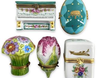 5pc Small Limoges French Porcelain Boxes