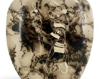 Signed T. Vail Horsehair Pottery Vase