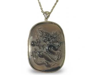 Sterling Smoky Quartz Dragon Pendant Necklace