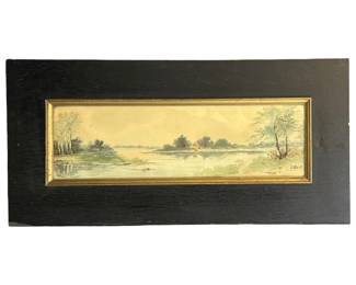 Signed Tranquil River Watercolor Scene