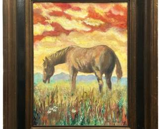 Signed Karls Houston Horse Acrylic on Panel