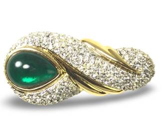 Eisenberg Original Gold Green Rhinestone Brooch