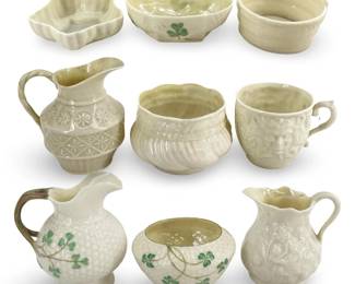 9pc Belleek Irish Porcelain Bowls and Pitchers