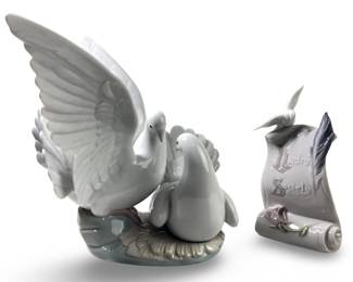 (2pc) Lladro Society Love Nest Dove Figures