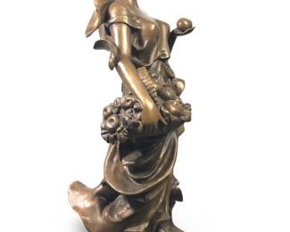 Large Art Deco Woman With Apples Bronze Statue