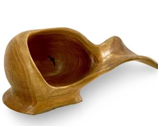Carved Wooden Self-Standing Teak Primitive Scoop