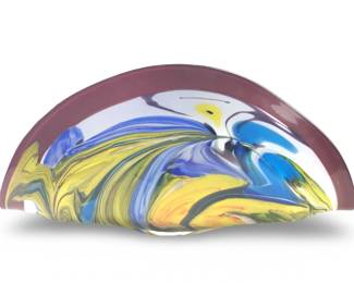 Multi Color Hand Blown Art Deco Fan Bowl