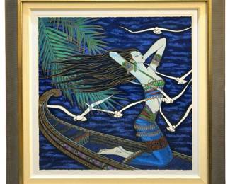 Signed Jian Wu “Sea Breeze" Lithograph