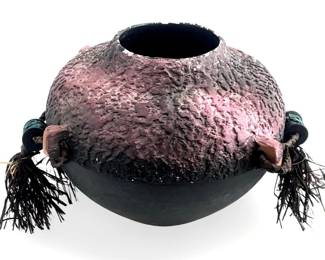 Signed Steven Karle Raku Ceramic Vase