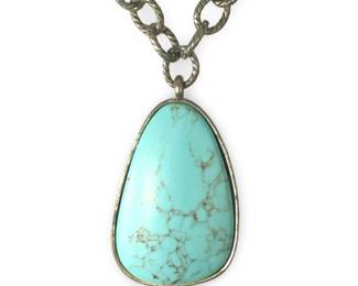 Lucky Brand Silver Turquoise Pendant Necklace