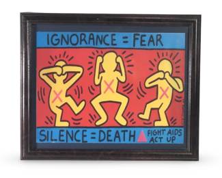 Keith Haring Ignorance is Fear Serigraph on Canvas