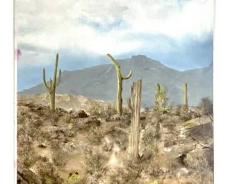 Tall Signed Noonan Desert Landscape Oil on Canvas