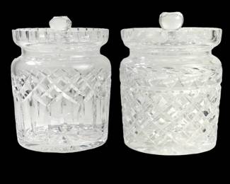 (2pc) Waterford Cut Crystal Gladore Biscuit Jars
