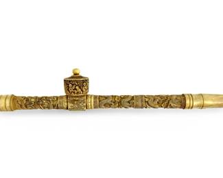 Old Chinese Intricately Carved Bone Opium Pipe