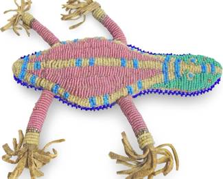 Old Native American Beaded Lizard Umbilical Bag