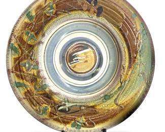 Large Decorative Ceramic Bowl with Stand